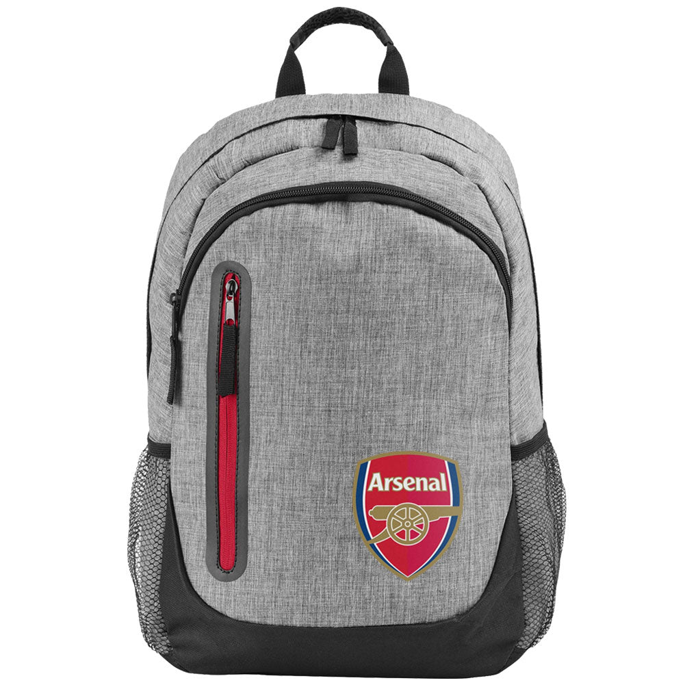 Gray backpack with Arsenal logo on a white background