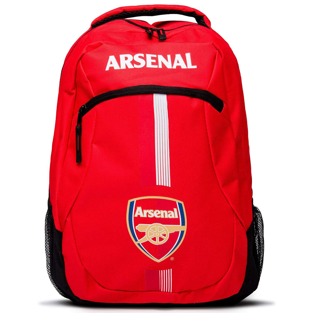 Red Arsenal backpack with logo on a white background