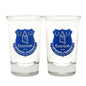 Two clear glasses with Everton logo on a white background