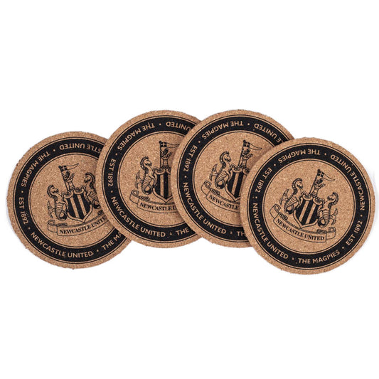 Four Newcastle United coasters with the club's emblem on a white background