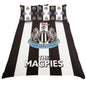 Newcastle United themed bedding set with black and white stripes and club logo.