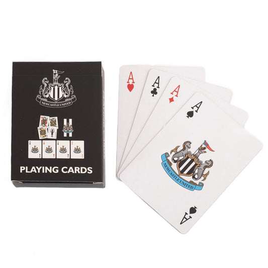 Newcastle United playing cards with a deck of cards and packaging on a white background