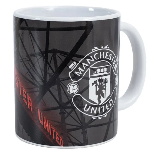 Manchester United mug with team logo on a black background