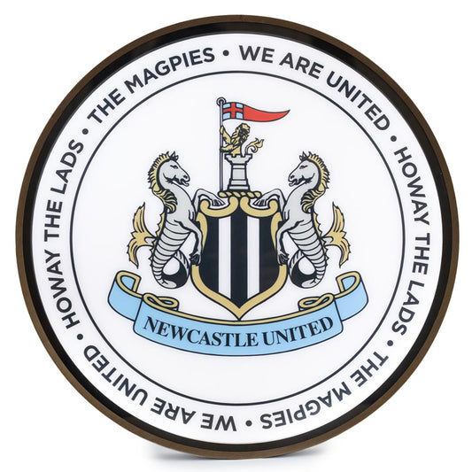 Newcastle United logo with text and emblem on a white background