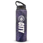 Purple water bottle with Manchester City logo on a white background