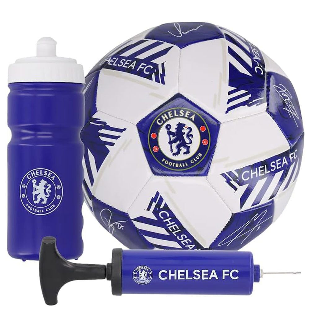 Official Chelsea FC signature gift set with football, water bottle and pump - Football Gifts Online