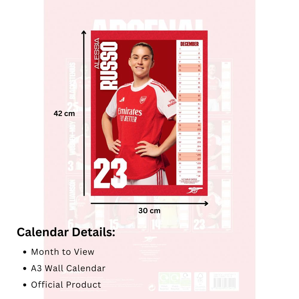 Arsenal A3 Women's 2026 Calendar