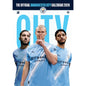 Manchester City calendar cover with three players in light blue jerseys.