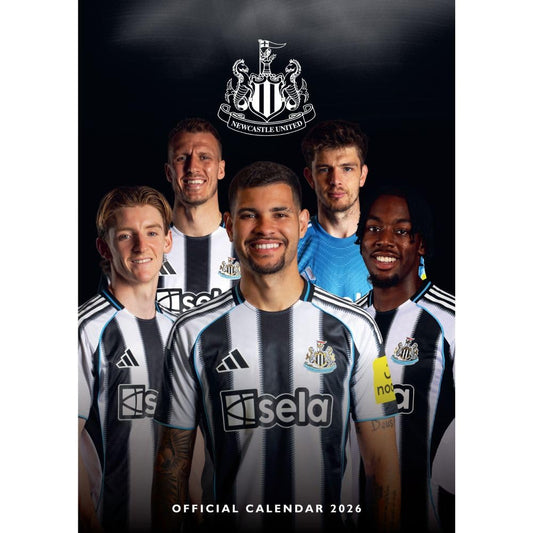 Newcastle United football club calendar cover with players and club logo.