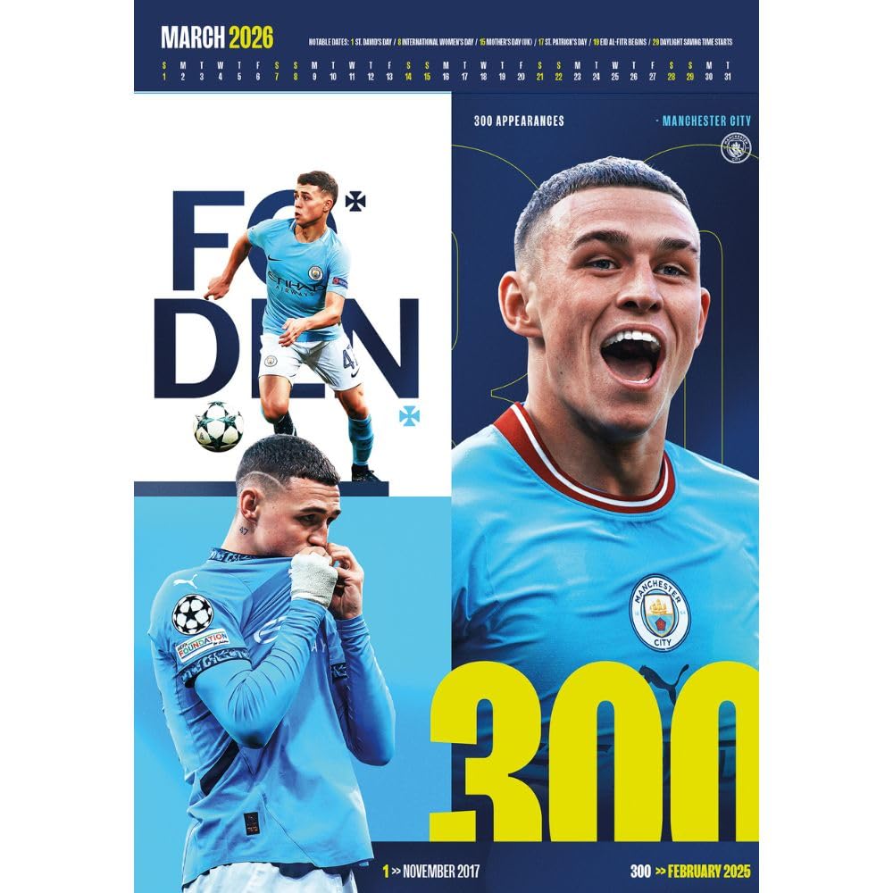 Manchester City Deluxe 2026 Calendar