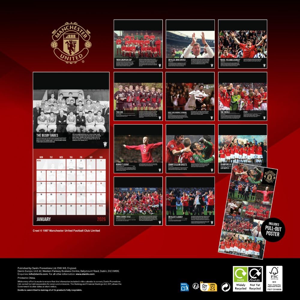 Manchester United 2026 Calendar, Diary & Pen Musical Box Set