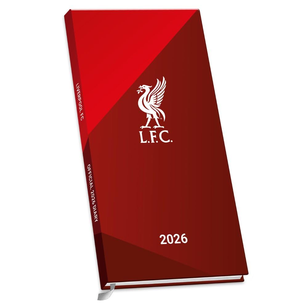 Red diary with Liverpool F.C. logo and '2026' on a white background