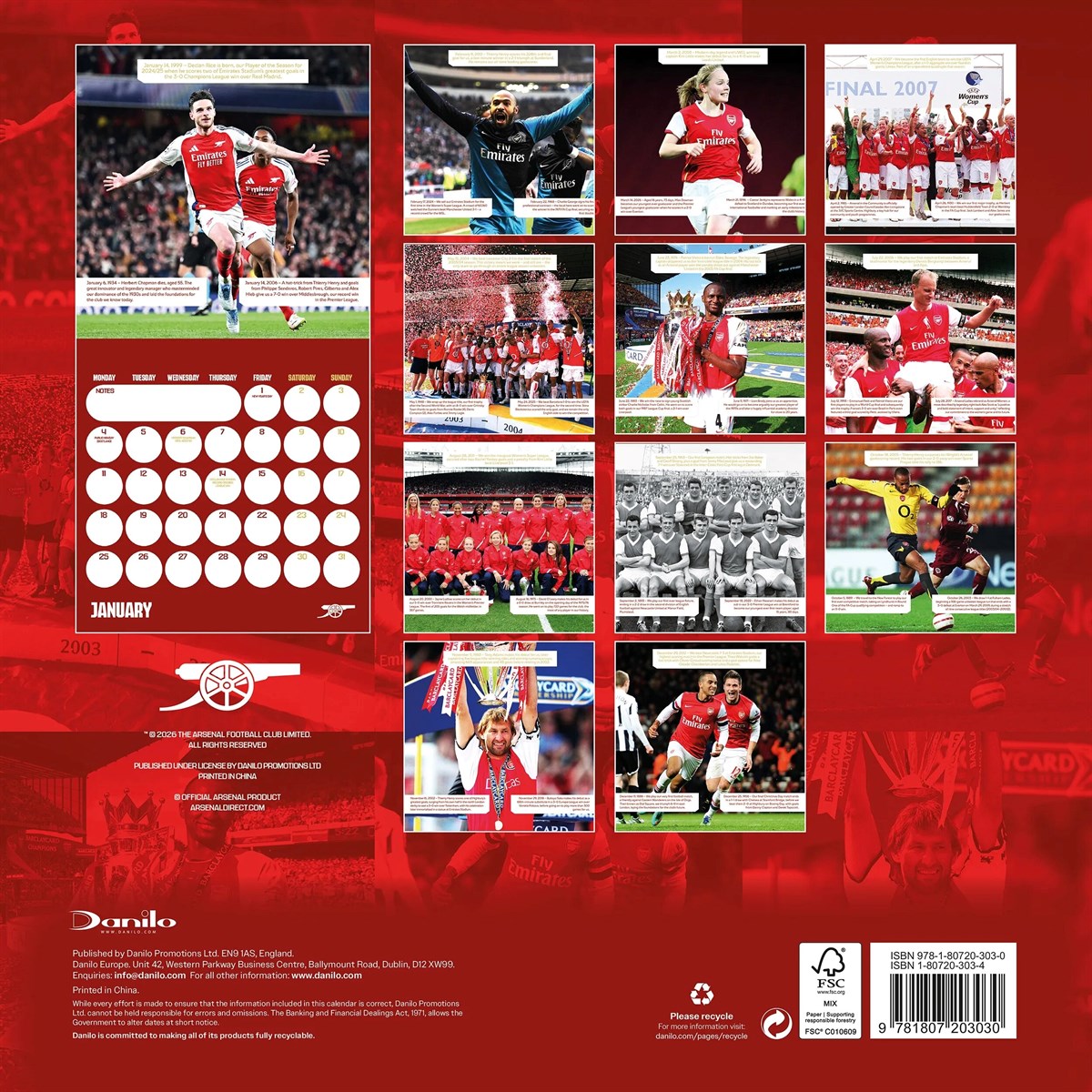 Arsenal 2027 Legends Square Calendar
