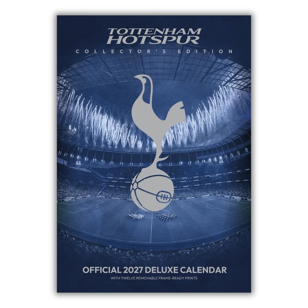 Tottenham Hotspur collector's edition 2027 deluxe calendar with stadium and logo design.