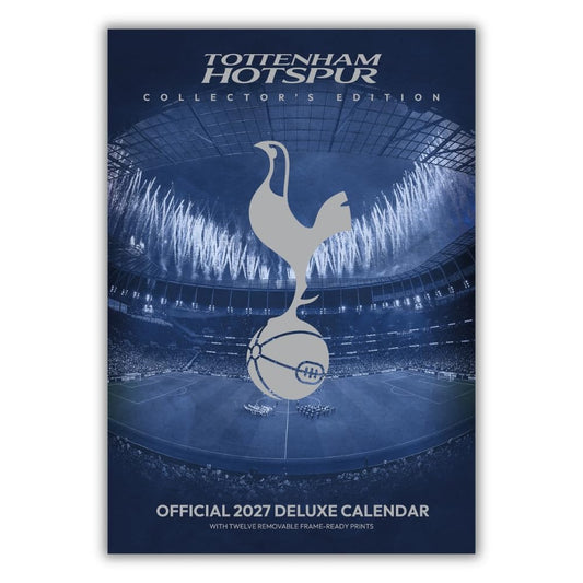 Tottenham Hotspur collector's edition 2027 deluxe calendar with stadium and logo design.