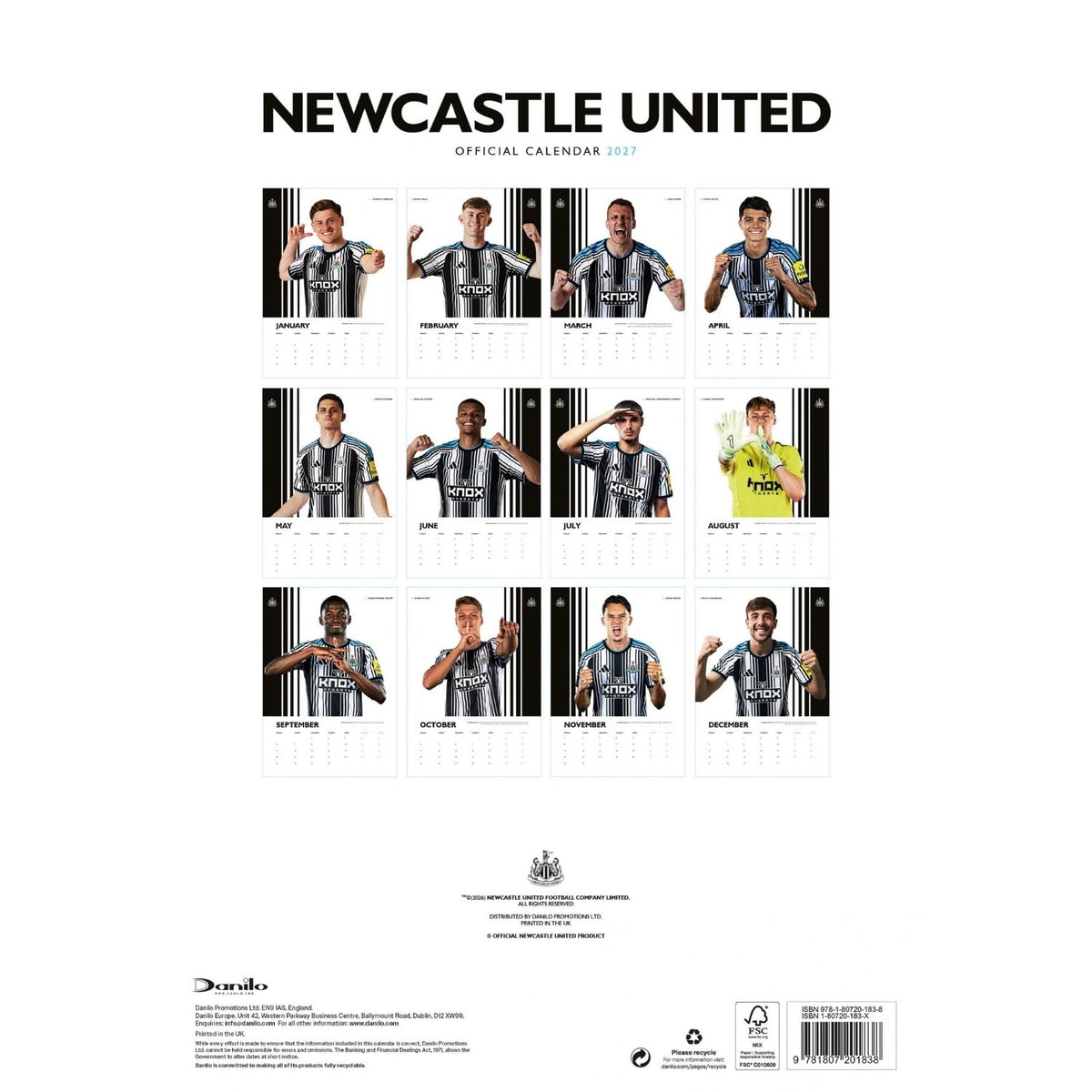 Newcastle United 2027 A3 Calendar Football Gifts Online