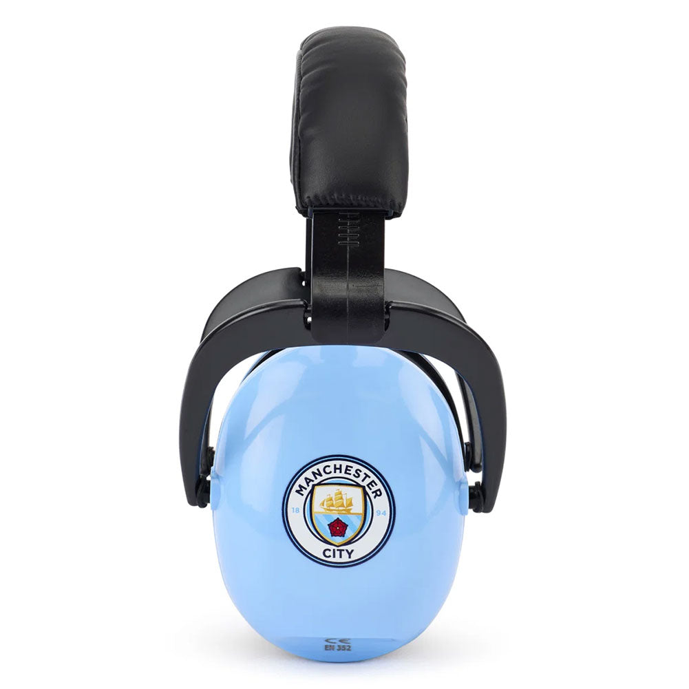 Manchester City junior ear defenders, side view - Football Gifts Online