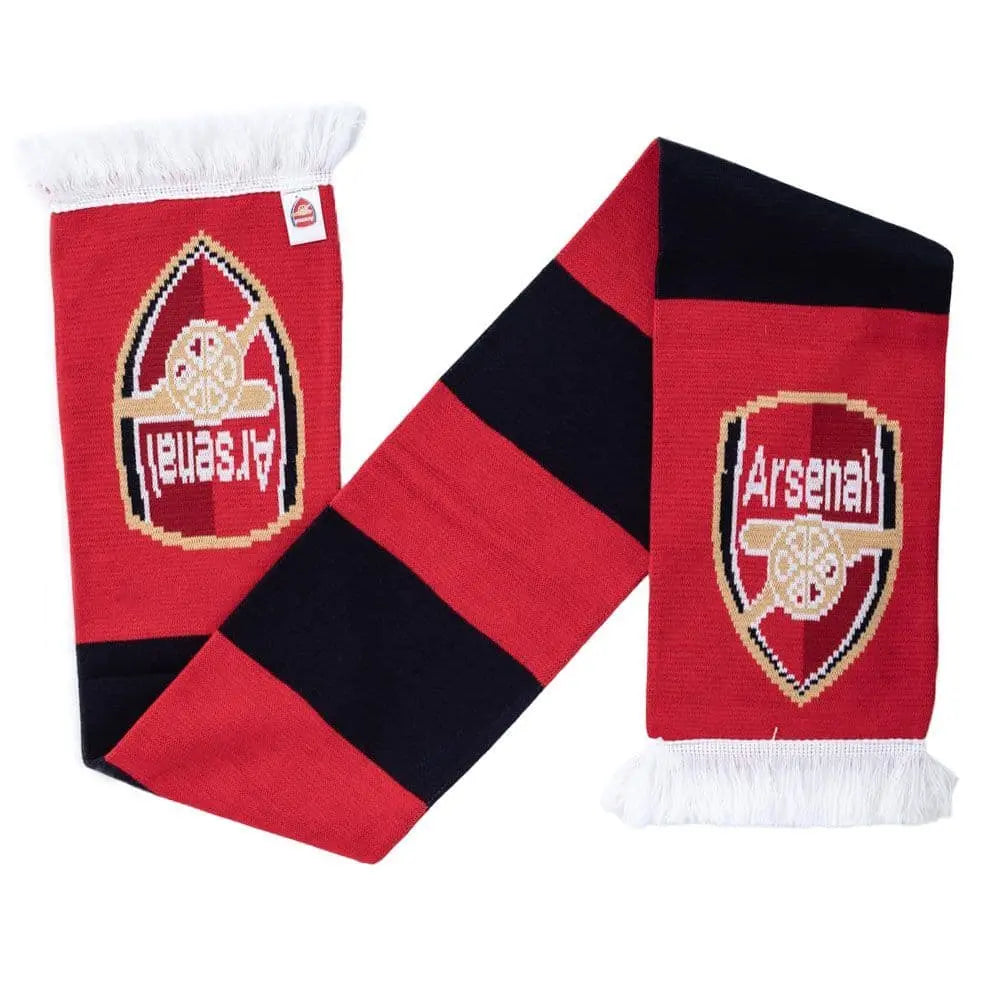 Arsenal Scarf Rapped Around Arsenal Contrast Scarf | Buy Official Premier League Team Scarves ...